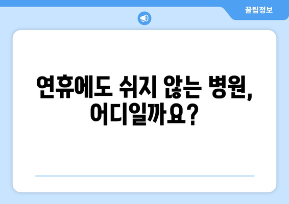 연휴에 문 여는 병원 찾기, 연휴 동안 이용 가능한 병원 정보