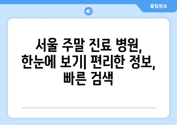 서울 주말 병원 진료 가능한 곳, 최신 업데이트로 간편하게 확인하는 법