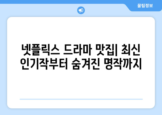 넷플릭스에서 지금 바로 볼 수 있는 추천 드라마 목록