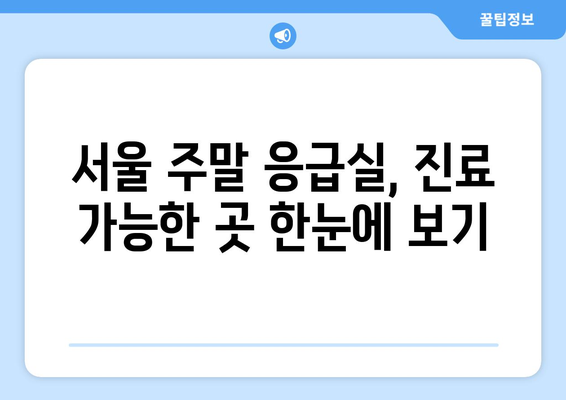 서울 주말 병원 진료 가능한 곳, 최신 정보로 신속하게 검색