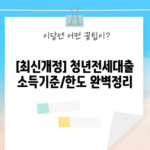 [최신개정] 청년전세대출 소득기준/한도 완벽정리