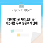 대형폐기물 처리 고민 끝! 가전제품 무료 방문수거 안내