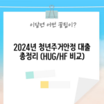 2024년 청년주거안정 대출 총정리 (HUG/HF 비교)