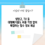 냉장고, TV 등 대형폐기물도 비용 걱정 없이 해결하는 필수 정보 제공