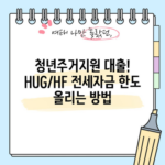 청년주거지원 대출! HUG/HF 전세자금 한도 올리는 방법