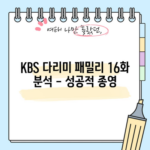 KBS 다리미 패밀리 16화 분석 - 성공적 종영