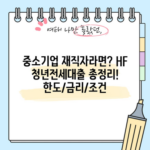 중소기업 재직자라면? HF 청년전세대출 총정리! 한도/금리/조건