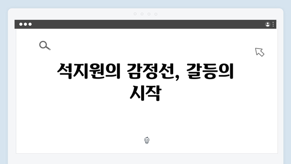 사랑은 외나무다리에서 2화, 윤지원의 눈물과 석지원의 울컥한 감정