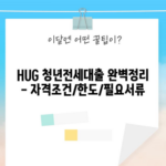 HUG 청년전세대출 완벽정리 - 자격조건/한도/필요서류