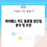 하이패스 카드 종류별 장단점 분석 및 추천