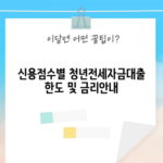 신용점수별 청년전세자금대출 한도 및 금리안내