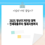 2025 청년주거안정 대책 - 전세대출부터 월세지원까지