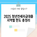 2025 청년전세자금대출 지역별 한도 총정리