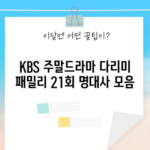 KBS 주말드라마 다리미 패밀리 21회 명대사 모음