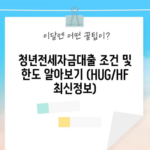 청년전세자금대출 조건 및 한도 알아보기 (HUG/HF 최신정보)