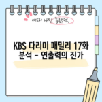 KBS 다리미 패밀리 17화 분석 - 연출력의 진가