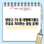 냉장고·TV 등 대형폐기물도 무료로 처리하는 꿀팁 공개!