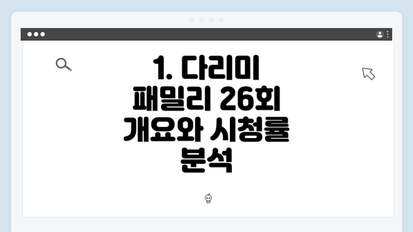 1. 다리미 패밀리 26회 개요와 시청률 분석
