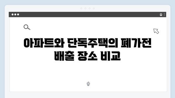아파트와 단독주택에서의 폐가전 배출 방법 비교