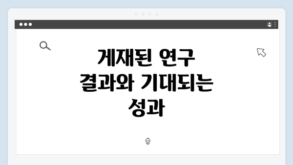 게재된 연구 결과와 기대되는 성과