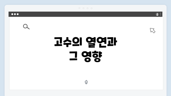 고수의 열연과 그 영향