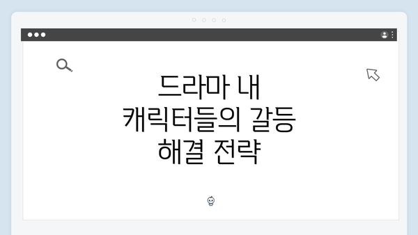 드라마 내 캐릭터들의 갈등 해결 전략
