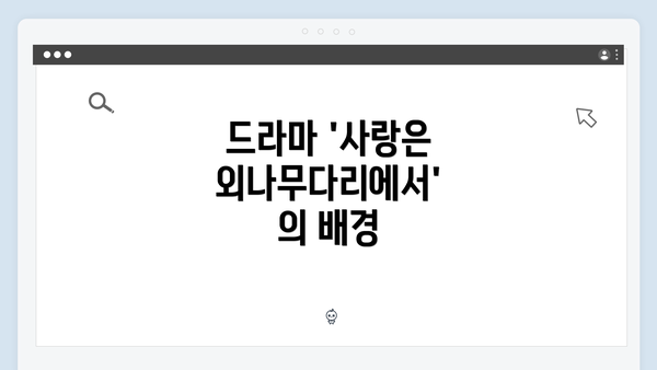 드라마 '사랑은 외나무다리에서'의 배경