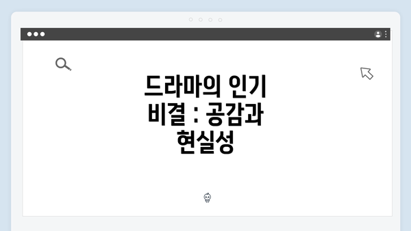 드라마의 인기 비결 : 공감과 현실성