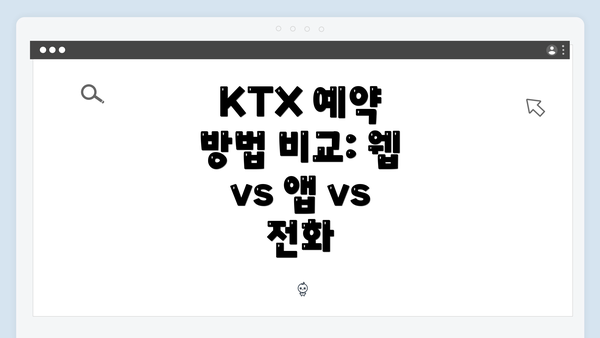 KTX 예약 방법 비교: 웹 vs 앱 vs 전화