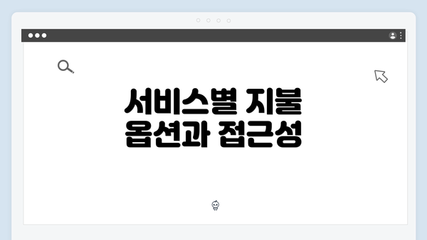 서비스별 지불 옵션과 접근성