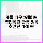 카카오톡 다운그레이드 완벽 가이드: 백업부터 복원까지