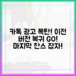 광고로 가득한 카톡, 이전 버전 돌아갈 마지막 기회 마스터!