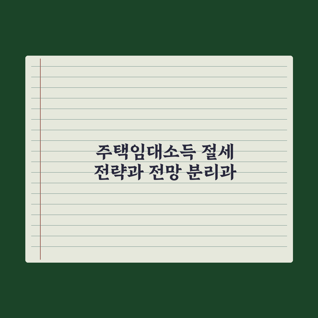 주택임대소득 신고 - 분리과세 vs 종합과세 핵심정리, 전문가 5대 전략