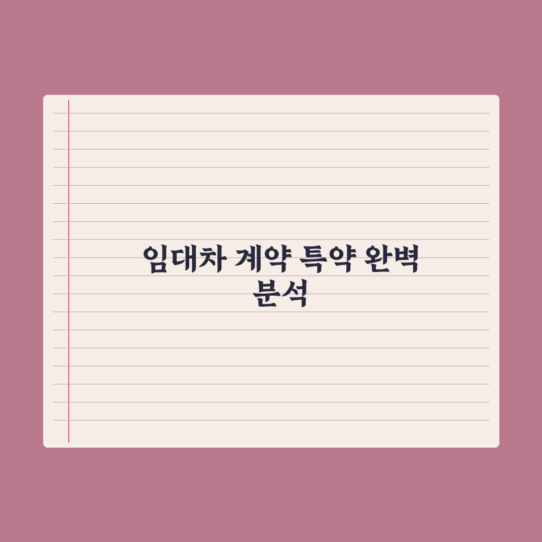 임대차 계약 시 특약 - 자주 쓰는 항목 완벽가이드, 전문가의 5대 조항