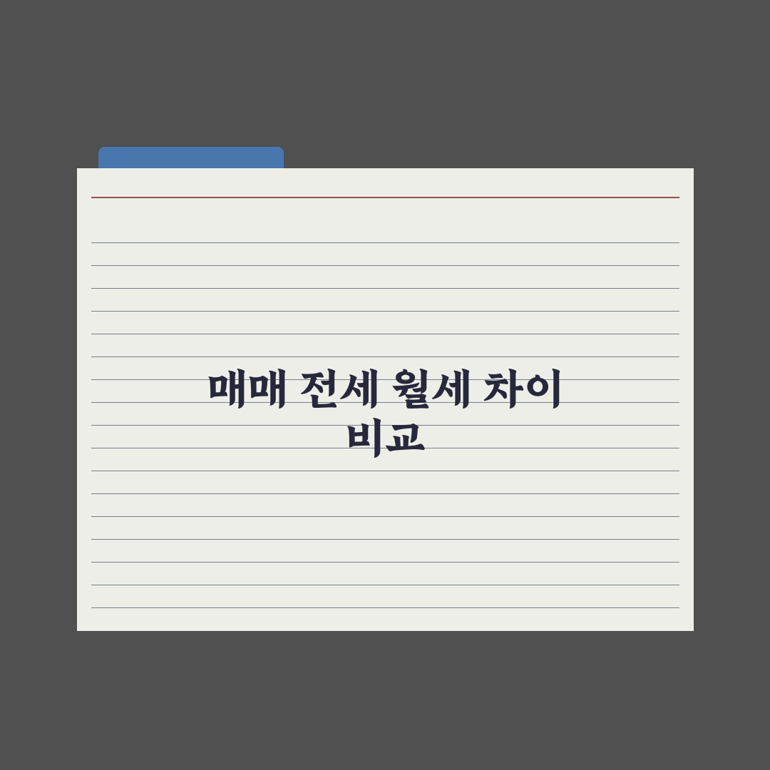 부동산 거래 처음 - 매매 vs 전세 vs 월세 차이 총정리: 5대 지표