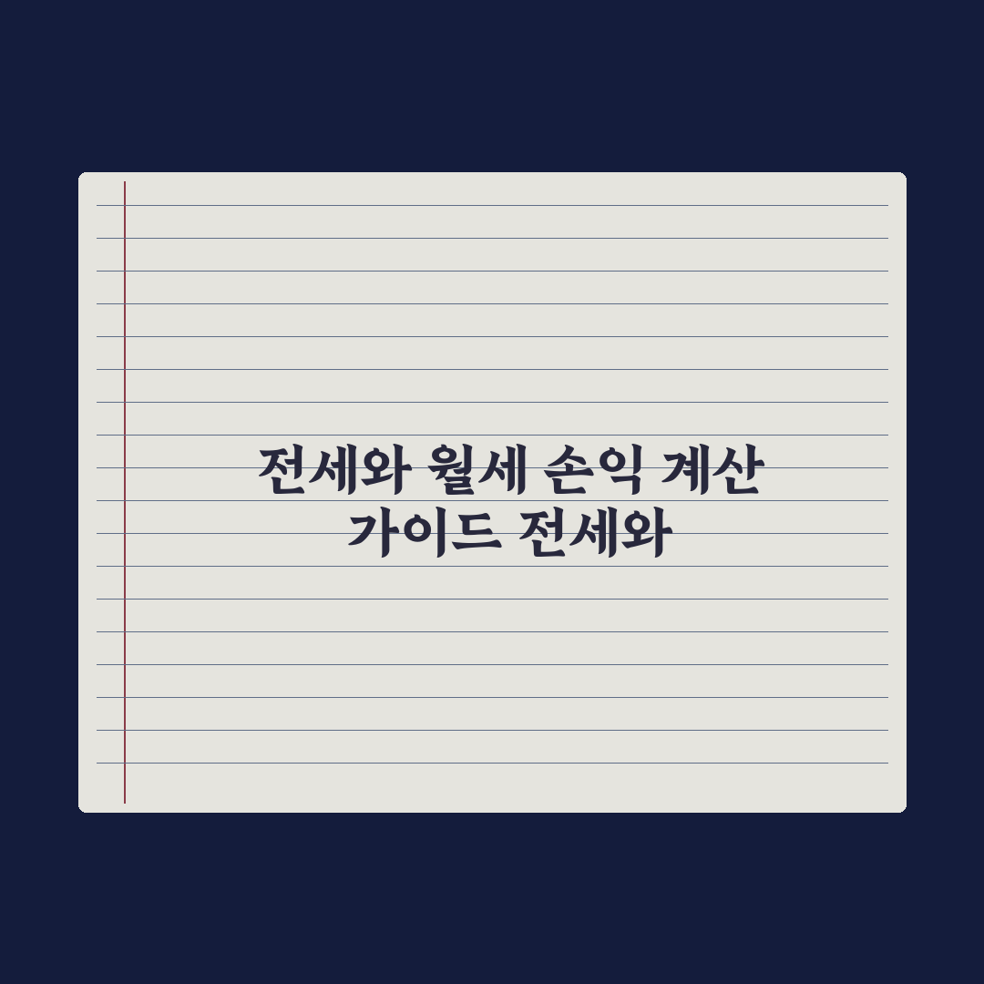 전세 vs 월세 비교 - 손익 계산하는 법 심층분석: 전문가의 5가지 기준
