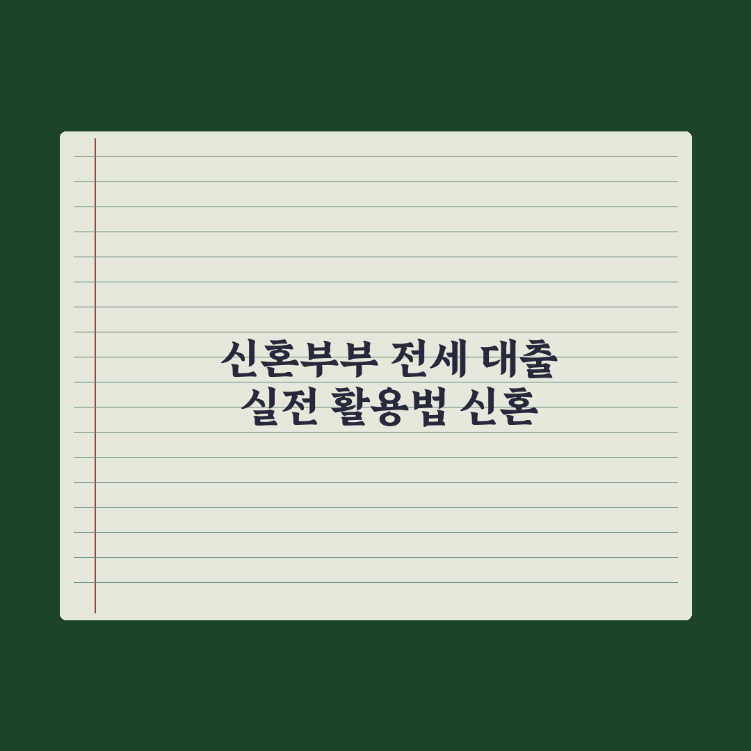 신혼부부 전세자금 대출 가이드 총정리, 실무자가 검증한 5대 핵심 포인트
