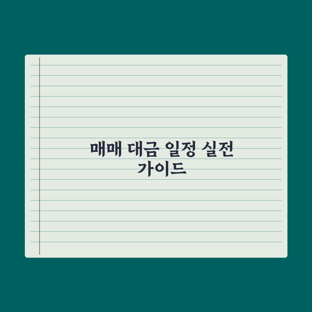 매매 계약금·중도금·잔금 일정 짜는 법 핵심정리, 실무자가 검증한 5단계 전략