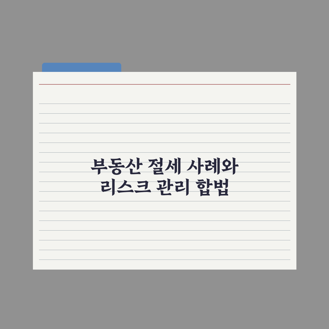 부동산 절세 사례 - 합법적 방법 정리 총정리, 전문가의 5대 핵심